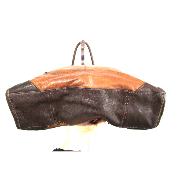 Tough Jeansmith I Think Therefor I Am Large Brown Leather Shoulder Satchel Purse - Picture 10 of 13